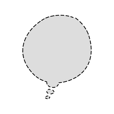 Chat Bubble Circle Thought Dash Filled Element from Variable Scribbles Set
