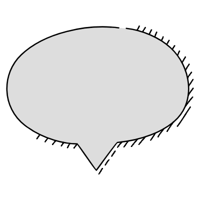 Chat Bubble Oval Point Shadow Filled Element from Variable Scribbles Set