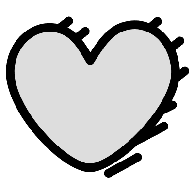 Filled Heart Shadow Element from Variable Scribbles Set