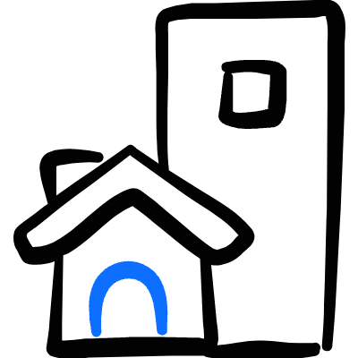 Building House Icon from Freehand Duotone Set