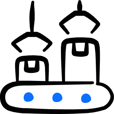 Factory Manufacturing Process Packaging Icon from Freehand Duotone Set