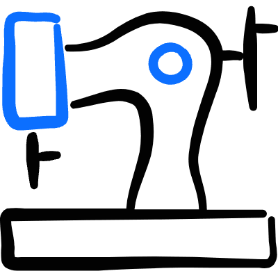 Clothes Design Sewing Machine Vintage Icon from Freehand Duotone Set