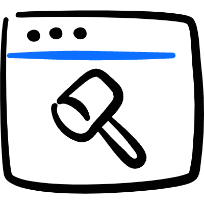 App Window Hammer Auction Icon from Freehand Duotone Set