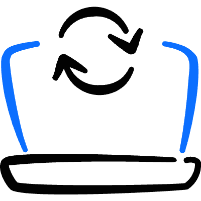 Laptop Action Sync Icon from Freehand Duotone Set