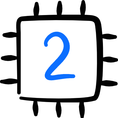 Microprocessor Computer Chip Duo Core Icon from Freehand Duotone Set