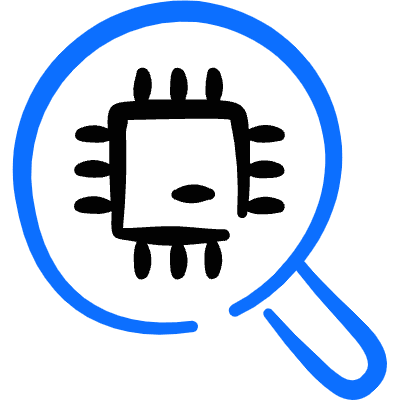 Microprocessor Computer Chip Search Icon from Freehand Duotone Set