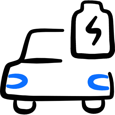 Clean Car Electric Powered Car Battery Icon from Freehand Duotone Set