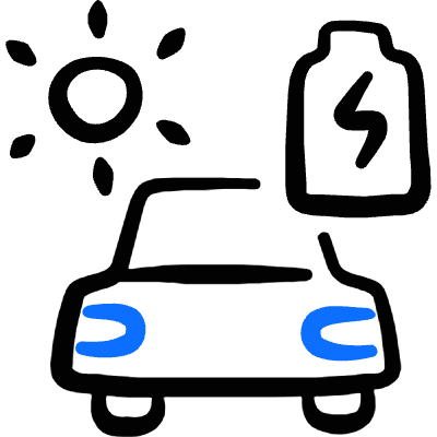 Clean Car Solar Powered Car Sun Battery Charging Icon from Freehand Duotone Set
