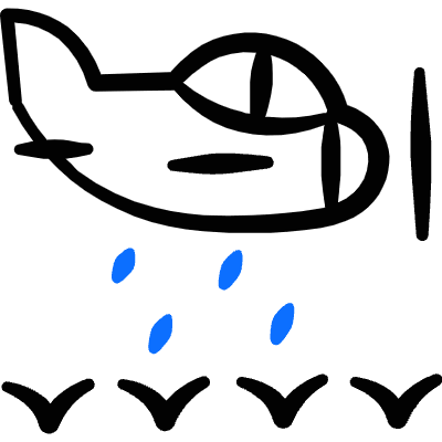 Pollution Plane Rain Making Icon from Freehand Duotone Set