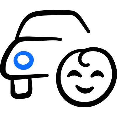 Baby Care Car Smiley Icon from Freehand Duotone Set