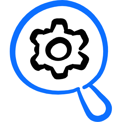 Settings Cog Search Icon from Freehand Duotone Set