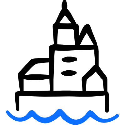 Landmark Mont Saintmichel France Icon from Freehand Duotone Set