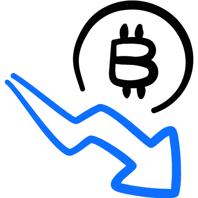 Crypto Currency Bitcoin Decrease Icon from Freehand Duotone Set