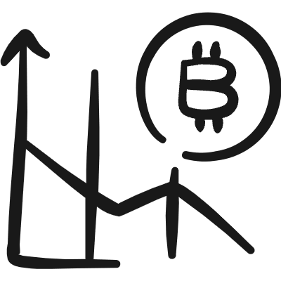 Crypto Currency Bitcoin Graph Decrease Icon from Freehand Duotone Set