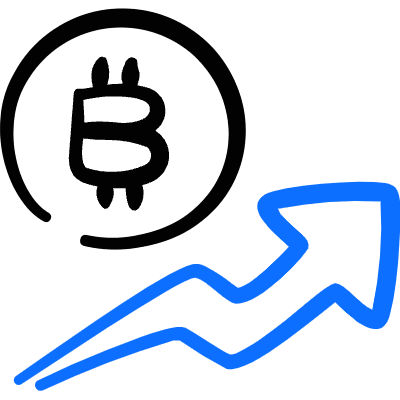 Crypto Currency Bitcoin Increase Icon from Freehand Duotone Set