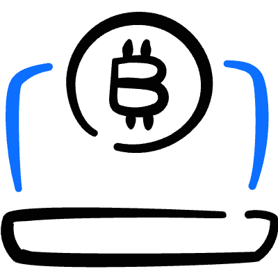 Crypto Currency Bitcoin Laptop Icon from Freehand Duotone Set