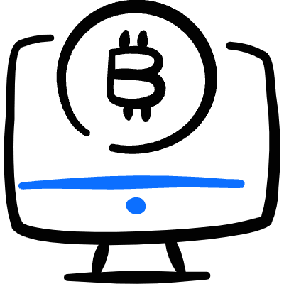 Crypto Currency Bitcoin Monitor Icon from Freehand Duotone Set