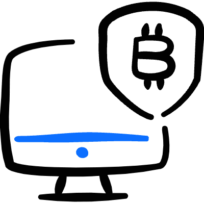 Crypto Currency Bitcoin Monitor Shield Icon from Freehand Duotone Set