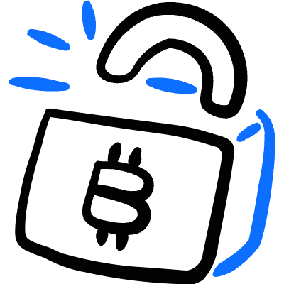 Crypto Currency Bitcoin Unlock Icon from Freehand Duotone Set