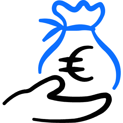 Currency Bag Hand Euro Icon from Freehand Duotone Set