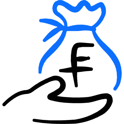 Currency Bag Hand Franc Icon from Freehand Duotone Set