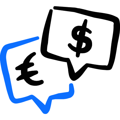 Currency Dollar Euro Chat Bubble Icon from Freehand Duotone Set