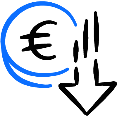 Currency Euro Decrease Icon from Freehand Duotone Set