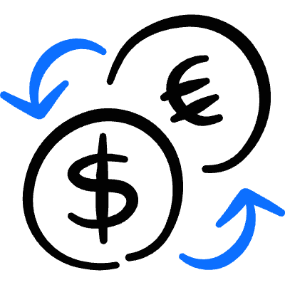 Currency Euro Dollar Exchange Icon from Freehand Duotone Set
