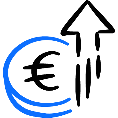 Currency Euro Increase Icon from Freehand Duotone Set