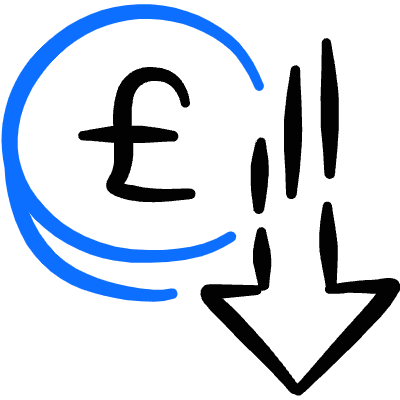 Currency Pound Decrease Icon from Freehand Duotone Set