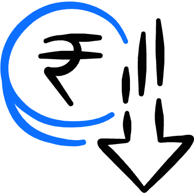 Currency Rupee Decrease Icon from Freehand Duotone Set