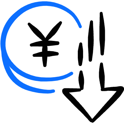 Currency Yen Decrease Icon from Freehand Duotone Set