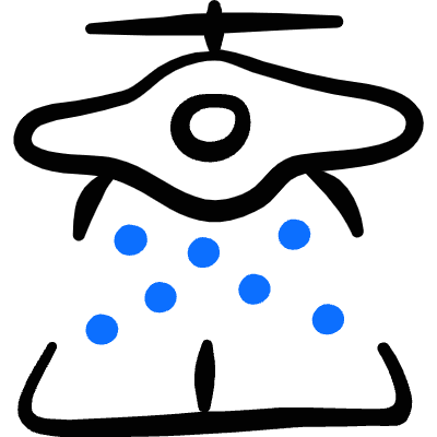 Farming Drone Ejecting Seeds Planting Icon from Freehand Duotone Set