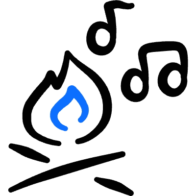 Outdoors Camp Fire Guitar Icon from Freehand Duotone Set