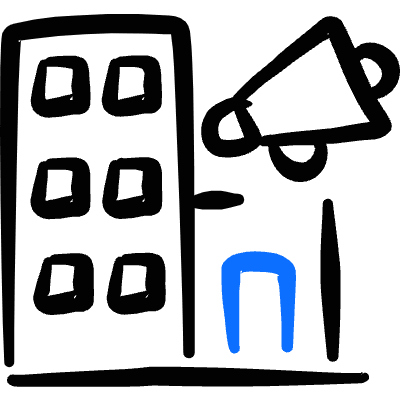 Real Estate Action Building Megaphone Icon from Freehand Duotone Set
