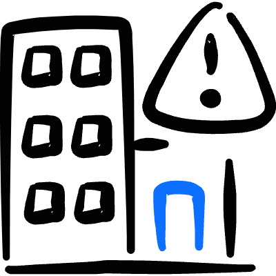 Real Estate Action Building Warning Icon from Freehand Duotone Set