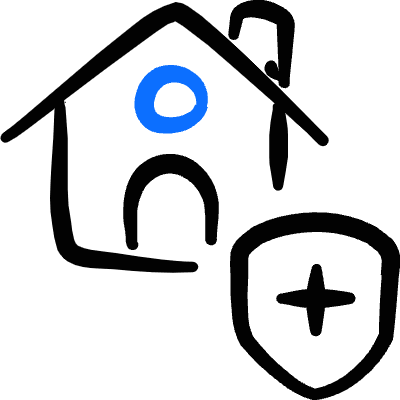 Real Estate Action House Shield Icon from Freehand Duotone Set