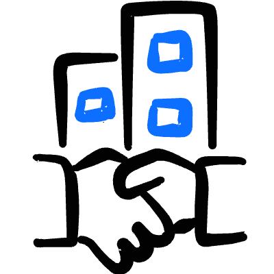 Real Estate Deal Shake Building Icon from Freehand Duotone Set