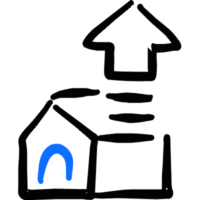 Real Estate Market House Increase Icon from Freehand Duotone Set