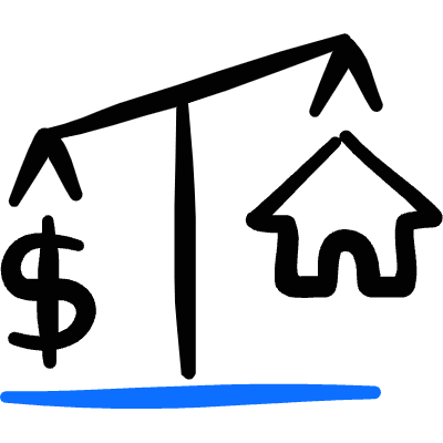 Real Estate Market House Scale Icon from Freehand Duotone Set