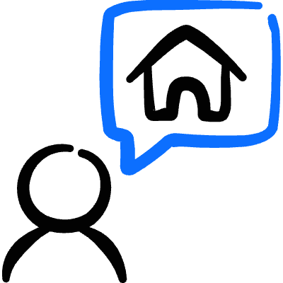 Real Estate Message Person Building Icon from Freehand Duotone Set
