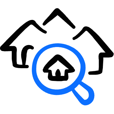 Real Estate Search House Icon from Freehand Duotone Set