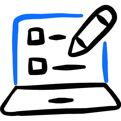 E Learning Laptop Course Pencil Icon from Freehand Duotone Set