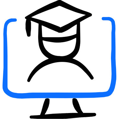 E Learning Monitor Student Graduate Icon from Freehand Duotone Set