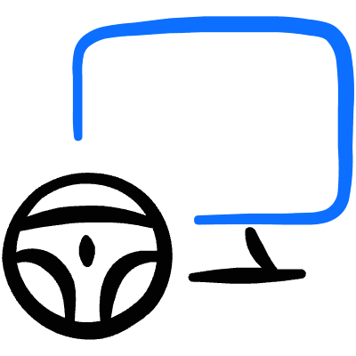 Simulation Learning Monitor Race Car Icon from Freehand Duotone Set