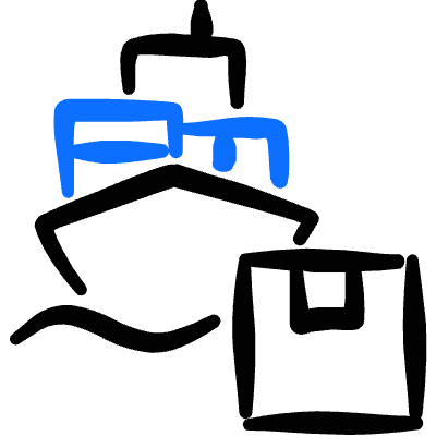 Oversea Shipment Boat Icon from Freehand Duotone Set