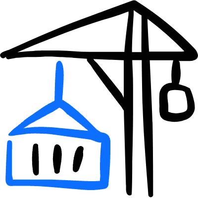 Oversea Shipment Container Lift Icon from Freehand Duotone Set