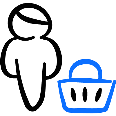 Shopping Basket Man Icon from Freehand Duotone Set