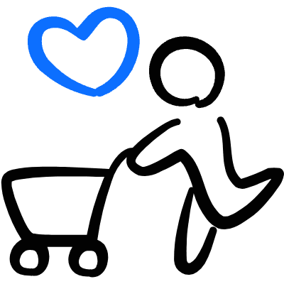 Shopping Cart Trolley Man Icon from Freehand Duotone Set