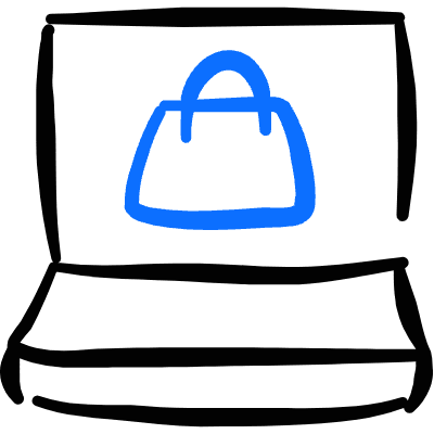 E Commerce Basket Laptop Icon from Freehand Duotone Set